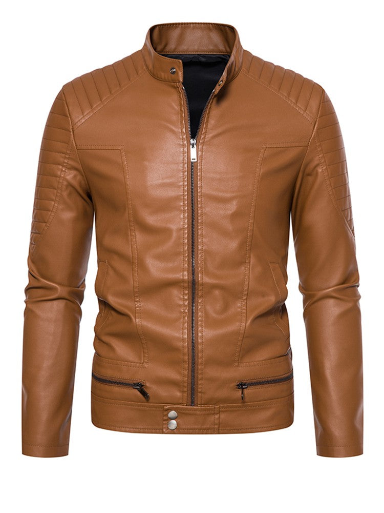TRAF Leather Men's Youth Trend Autumn And Winter New Slim Korean Version Of Handsome Men's Autumn Coat Leather Jacket Men