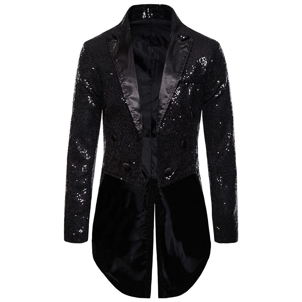 Men's Suit Round Sequin Button Tuxedo Stage Show Wedding Host Dance Festival Celebration Dinner Casual Men's Wear Men's Coat