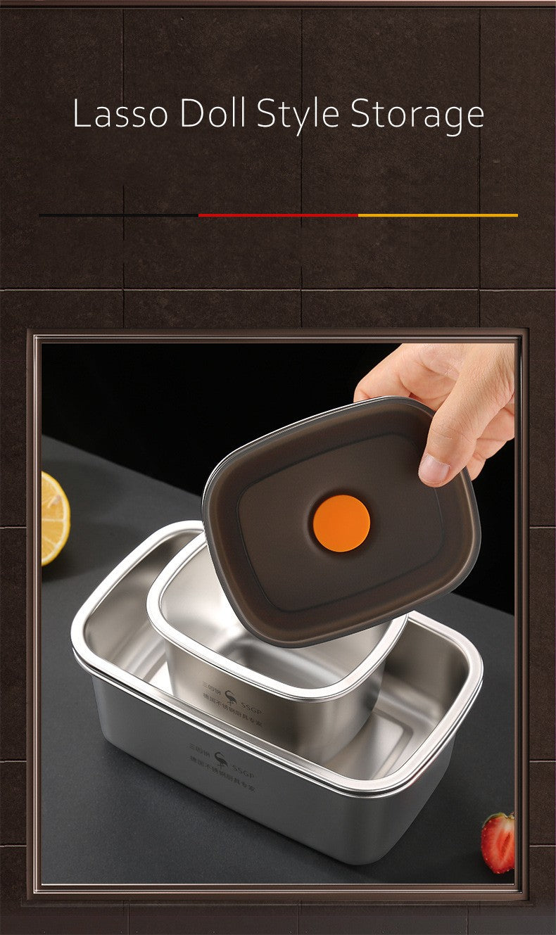 Luxury LFGB Certificated 304 Stainless Steel Crisper Silicone Sealing Edge Vacuum Container Air Exhaust Fresh-Keeping Food Box