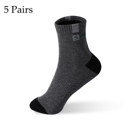 5 Pairs Size 37-43 Men Bamboo Fiber Autumn Winter Men Socks Breathable Cotton Sports Sock Breathable Deodorant Business Socks