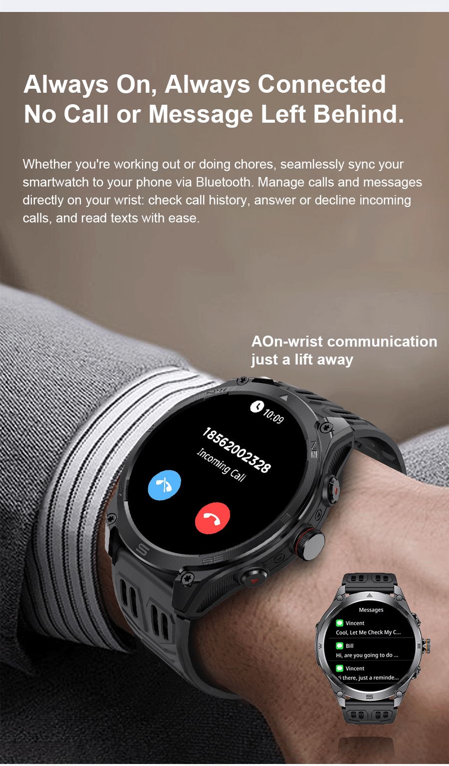 Novo Smartwatch Militar 2026 Bateria de 1000mAh Rastreamento GPS Bússola 10ATM À Prova D'água Tática Esportivo Lanterna Chamada HD Smartwatch Masculino