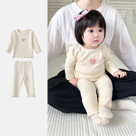 Cute Lovely Girls 2025 Autumn Pajama Set Korean Style Homewear 2 Piece Outfit Warm Long Sleeve Kids Sleepwear