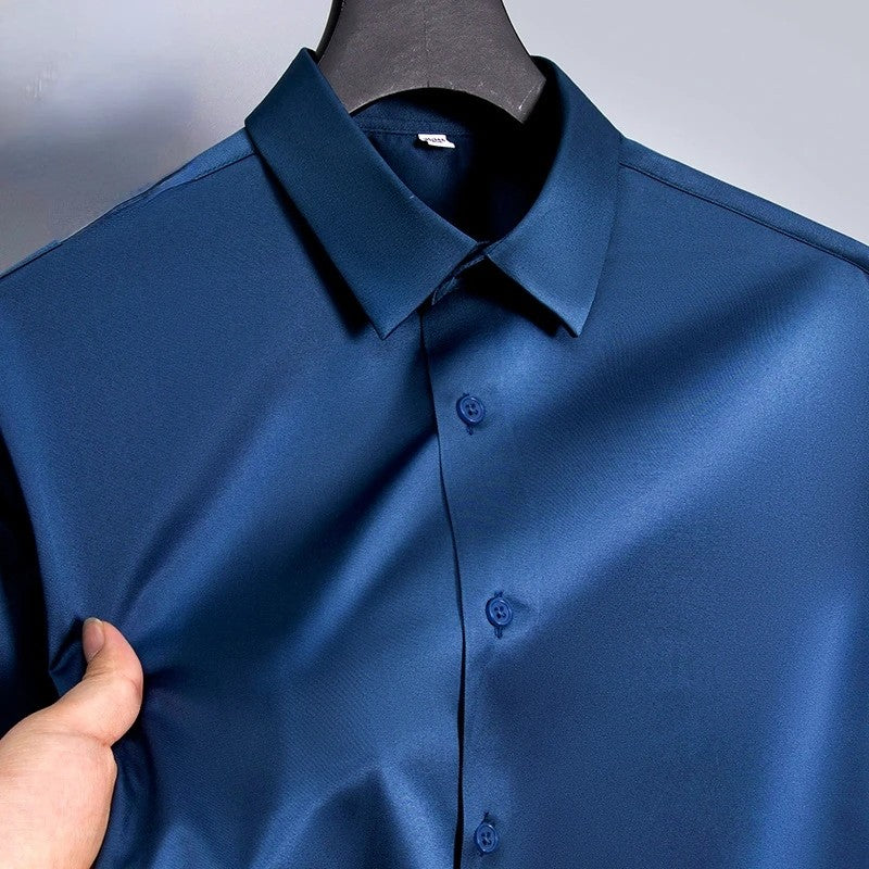 New Anti-Wrinkle Men Shirts Long Sleeve Dress Shirts For Men Slim Fit Camisa Social Business Blouse White Office Shirt S-6XL