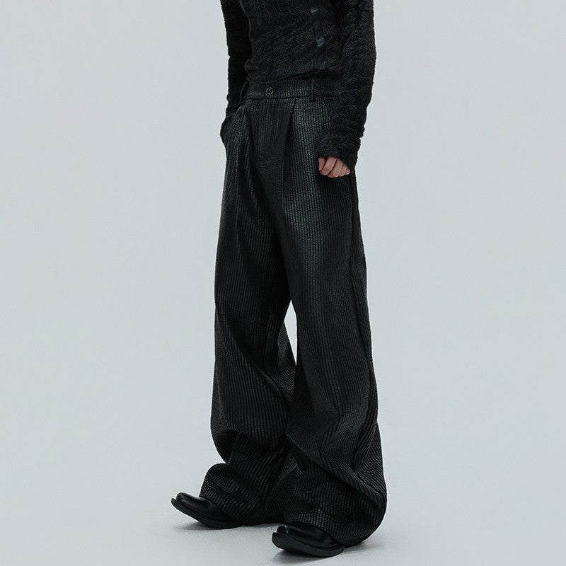 LUZHEN Fashion Original Metal Color Wide Leg Casual Pants Men 2025 New Luxury Solid Color High Quality Handsome Trousers JY4784