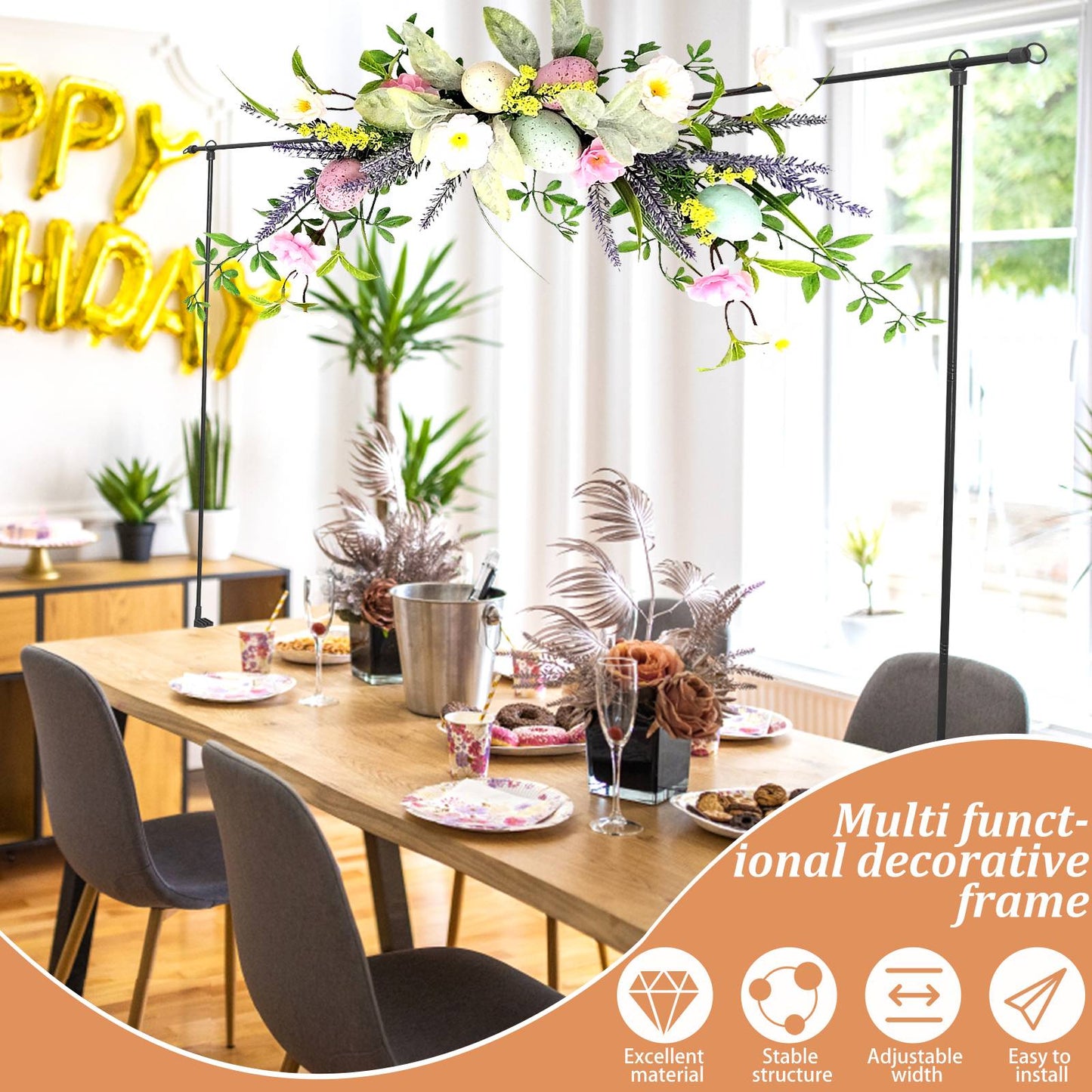 Over The Table Rod Stand Balloon Arch Stand Adjustable Table Arch Hanging for Wedding Birthday Party Christmas Anniversary Decor