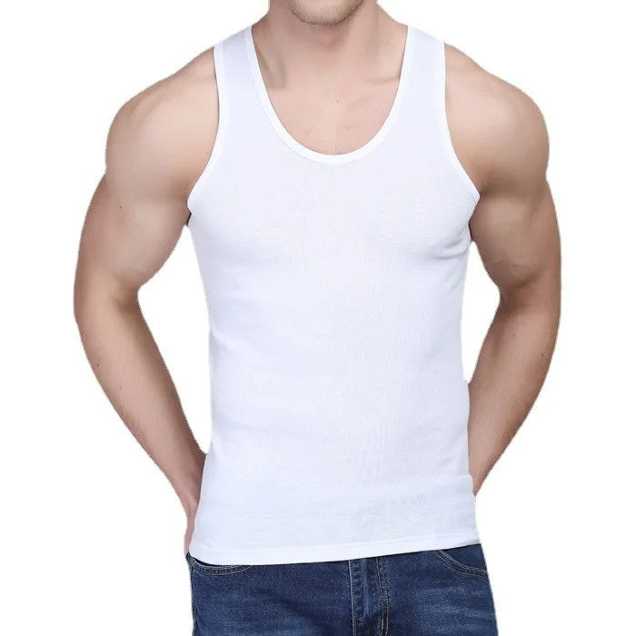 On Sale Men Vests Cotton Underwear Sleeveless Tank Top Solid Muscle Vest Undershirts O-neck Gymclothing Bodybuilding Tank Tops