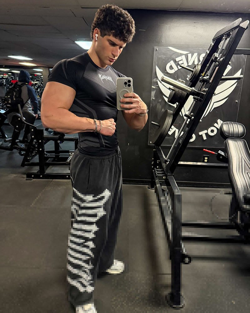 New YOUNG LA Men's Fitness Sports T-shirt Tights Men High Elastic Training Clothing Short Sleeve Tops Fitness Thirts For Men