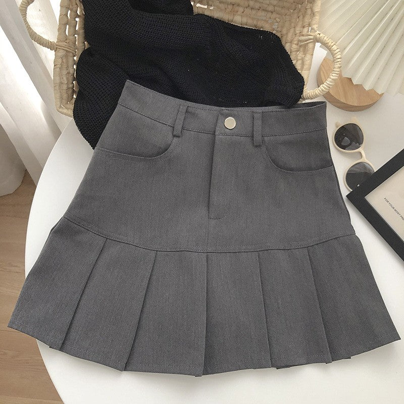 Y2K Vintage High Waist Pleated Skirt Women College Style Uniforms Safety Pants M