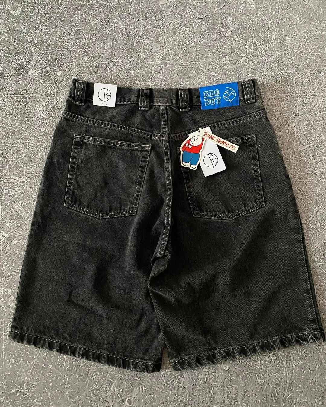 Retro Hip hop Embroidery Graphic Pants Cartoon Streetwear Denim Shorts Y2k Baggy Jorts Harajuku Gym Basketball Shorts Men