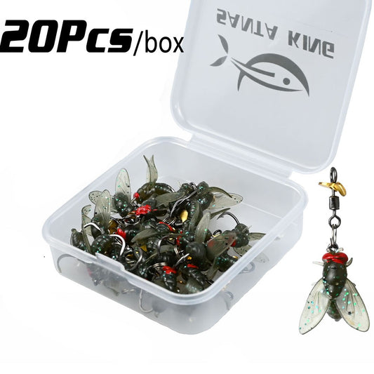 10/20 Peças Isca de Pesca com Mosca Biônica com Hélice Giratória, Lâmina Giratória, Lâmina de Metal Rotativa, Anzóis para Pesca