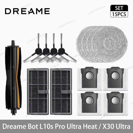 Dreame L10s Pro Ultra Heat / X30 Ultra Robot Vacuum Cleaner Accessories Main Side Brush Mop Cloth Hepa Filter Dust Bag Spare