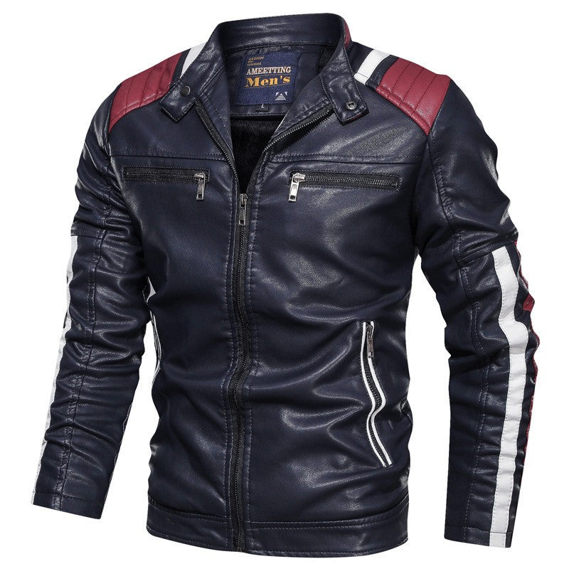 Mens Vintage Motorcycle Jacket 2025 Men Fashion New Biker Leather Jacket Male Embroidery Bomber Coat Winter Fleece Pu Overcoat