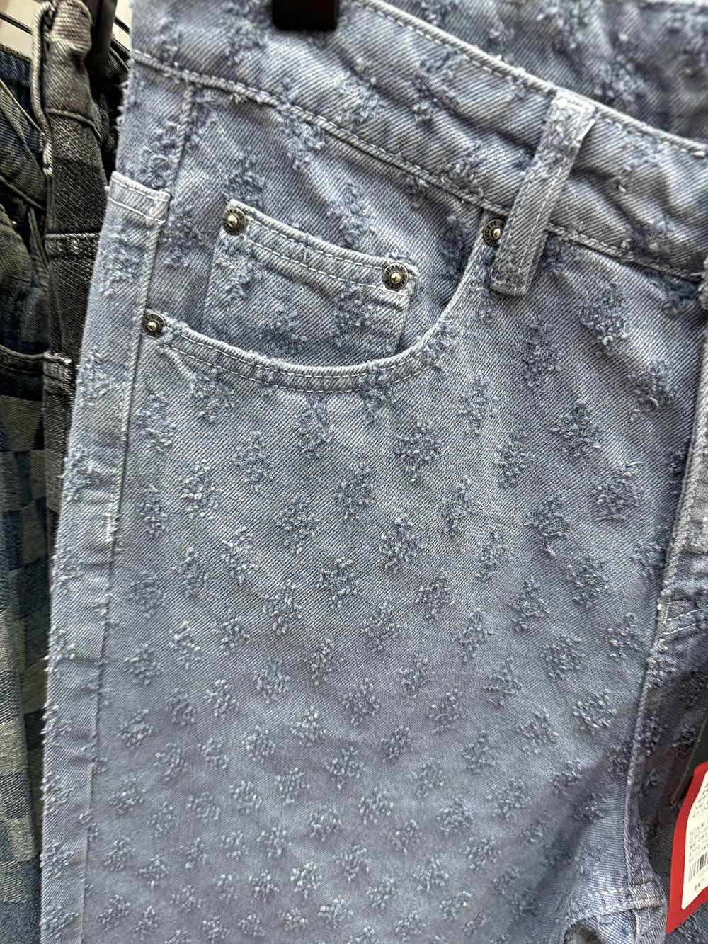 New Summer Men Distressed Short Jeans Vintage Jacquard Straight Leg Men's Denim Shorts Pants