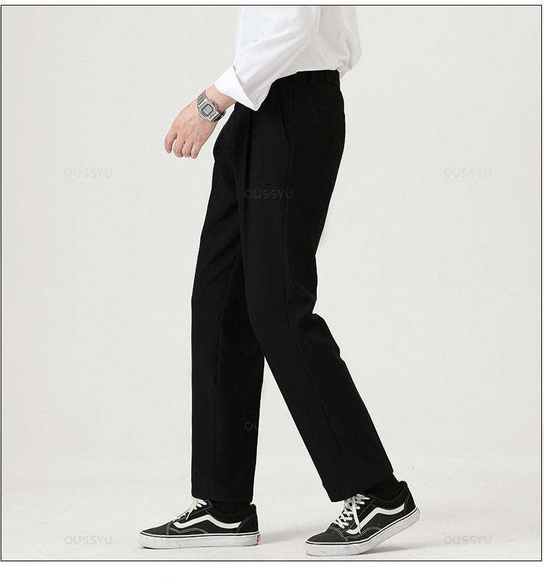 Brand Clothing Smooth Suit Pants Men Business Thin Formal Ankle Length Work Pant Korean Casual Long Trousers Male Oversized 40
