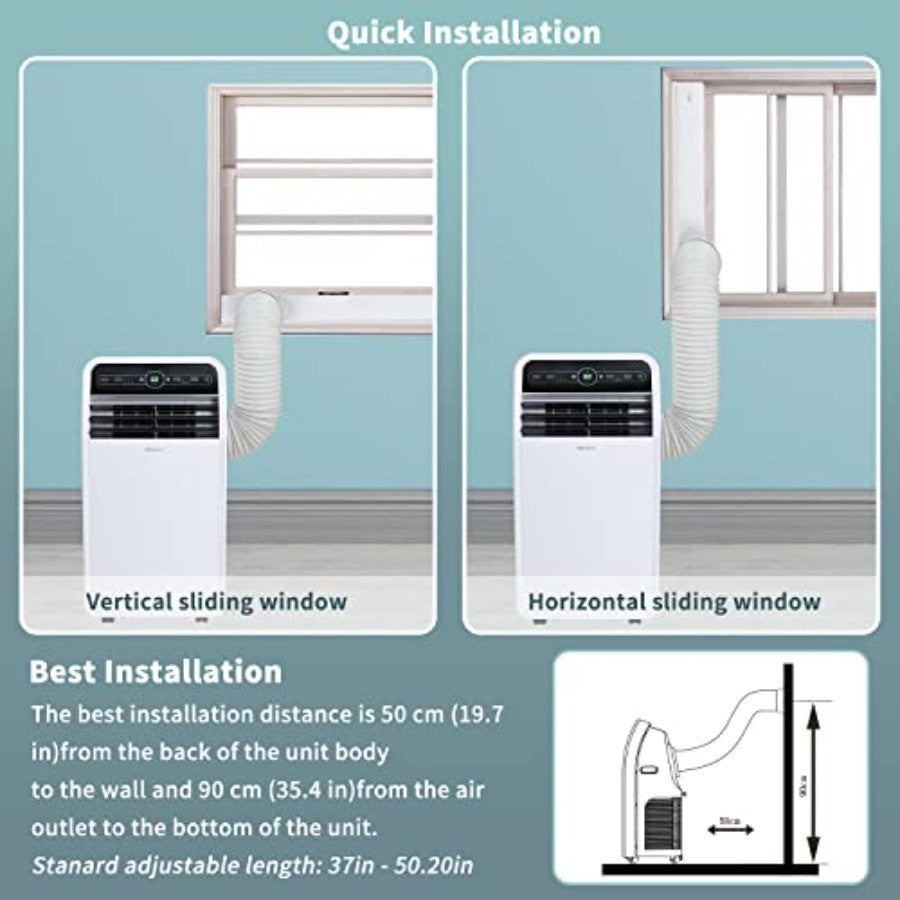 Ar Condicionado Portátil de 12000 BTUs com Modos de Refrigeração, Desumidificador e Ventilador para Ambientes de até 37m² Controle Remoto Temporizador de 24 Horas Inst