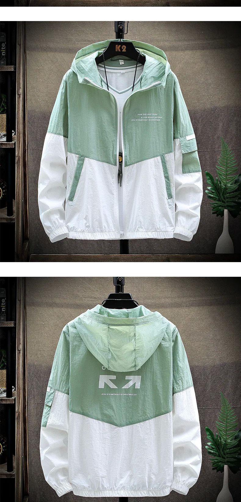 2025 Summer Skin Coats Men Ultra Light UV Sun Protection Big Size Hooded Windbreaker Jacket Men Striped Casual Outwear