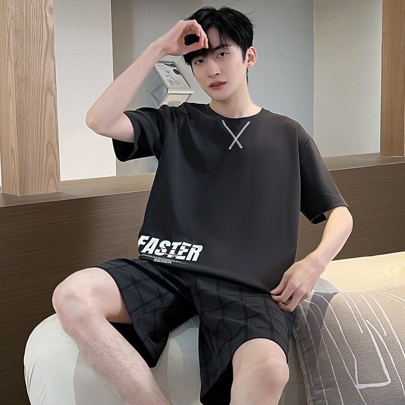 Cotton Summer Thin Men's Pajamas Set Plus Size Short Sleep Tops Pant Sleepwear Suit Male Home Suit Homewear Casual Pyjamas