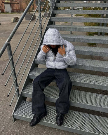 New European and American Trendy Streetwear Waterproof Hooded Jacket Men High Street Retro Solid Color Warm Zipper Coat Women