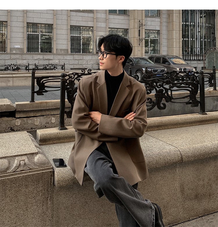 2024 Spring Summer Men Formal Blazers Men Korean Fashion Loose Casual Dress Jacket Men Harajuku Social Suit Jacket Clothing