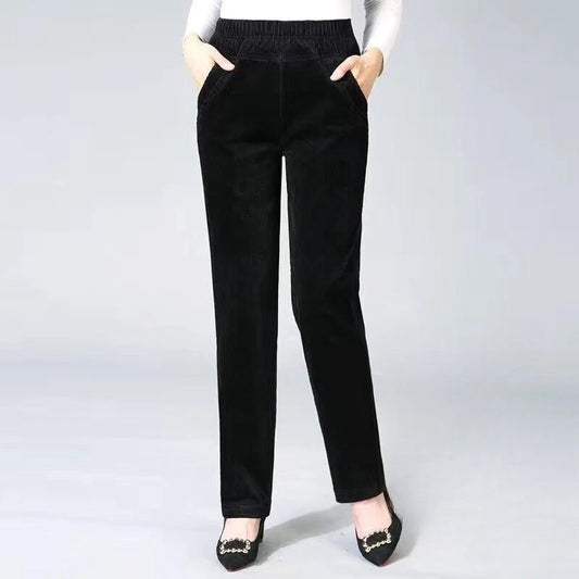 Calças Finas & Peludas Grossas Casuais Calças Lápis de Veludo Cotelê Quentes de Cintura Alta Femininas Outono Inverno Leggings Calças Calças Compridas