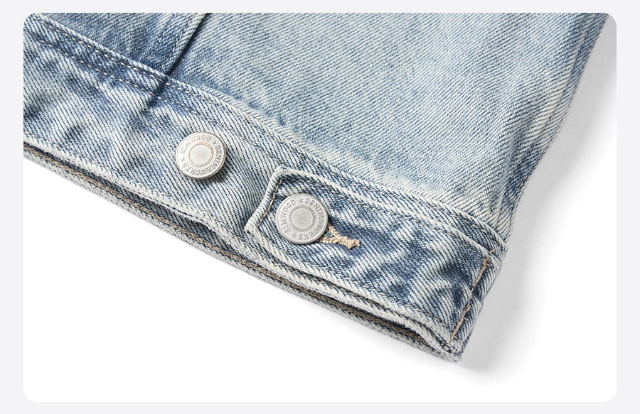 SIMWOOD 2025 Autumn New Oversize 12.5oz Classical Denim Jackets Men Washed Vintage Casual Jacket