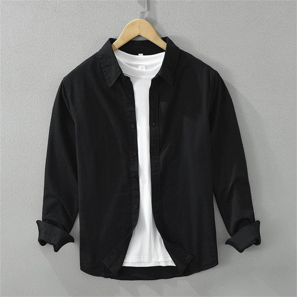 Mens long sleeve regular shirt Multi-color cotton plain shirt for Young men work tops Autumn men's clothing loose casual shirts