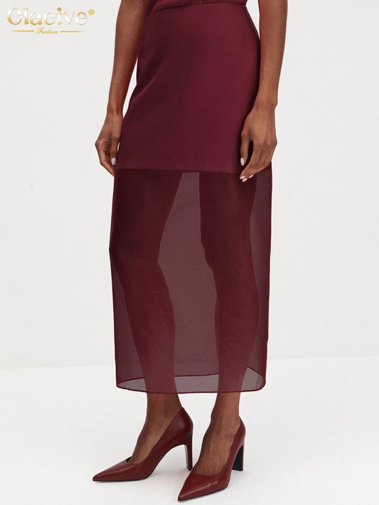 Clacive Fashion Loose Balck Women Skirt Casual High Waist Ankle Length Skirts El