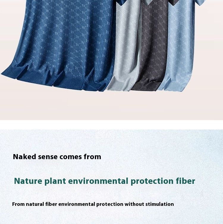 Summer Men's Pajamas Homewear Set Printed Ice Silk T-Shirt Short-Sleeved Modal Casual Pajamas Men's Pajama Trousers Thin Suit