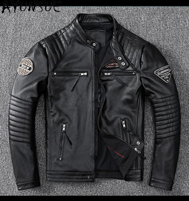 Mens Leather Jacket Autumn Men Clothing Handsome Motorcycle Jackets Two Colors Short Coats Kurtka M?ska Skórzana Slim