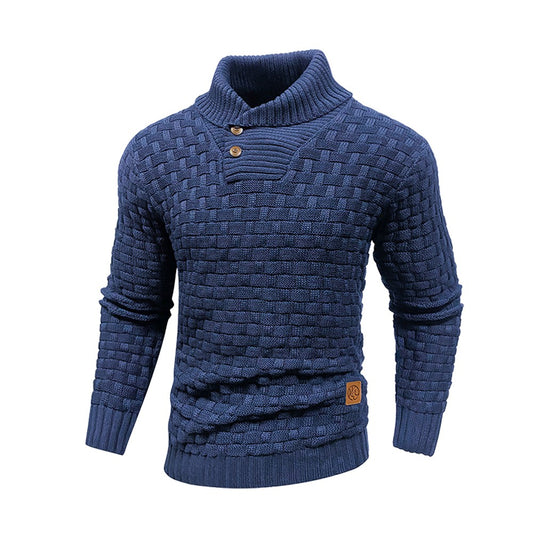 Men’s Knitted Sweater Casual Crew Neck Warm Long Sleeve Comfortable Pullover Textured Ribbed Edge High Quality Top US Size