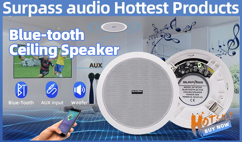 Caixa de som Bluetooth ativa para casa e comércio e alto-falante de teto com fio estéreo de música ambiente para Home Theater 10W
