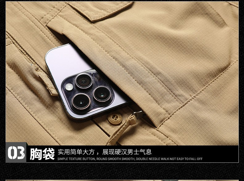 Spring Autumn Men Long Sleeved Shirt Men Tactical Work Shirts Tops Outdoor Multi-pocket Quick Drying Hiking Fishing Cargo Shirts