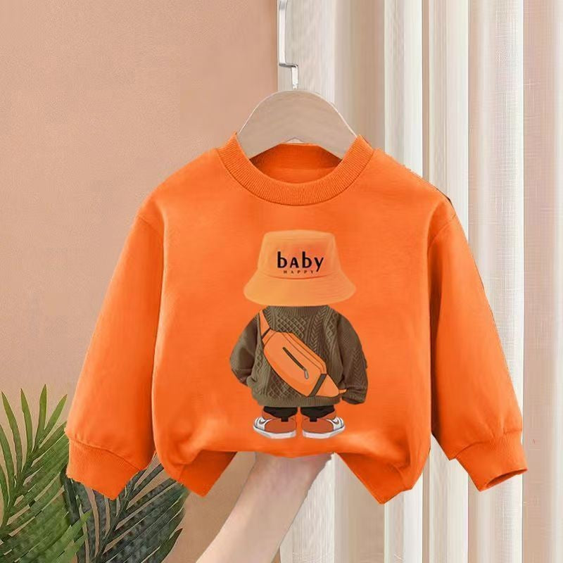 Roupas Infantis Meninos e Meninas Outono Manga Comprida Top e Calça Conjuntos de 2 Peças Crianças Menino e Menina Agasalho Esportivo Estampado de Urso