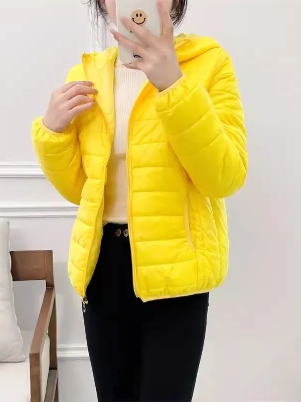 Minimalist Light Weight Women Down Cotton Jackets 2024 New Winter Korean Style Hooded Quilted Parkas Female Windbreaker Outwear