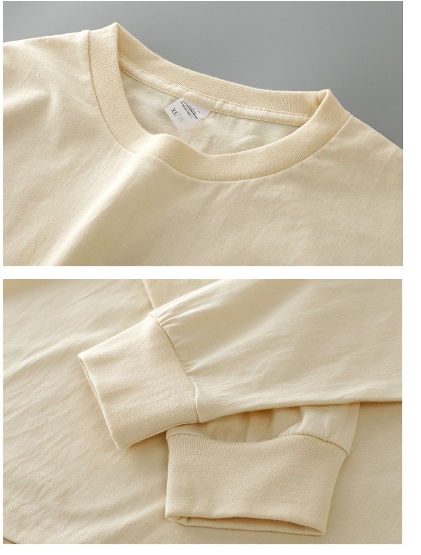 Dukeen 280g Heavyweight Long-Sleeved T-Shirt for Men 100% Cotton Shirts Oversized Solid Color Tops Plain Tees Men's Clothing