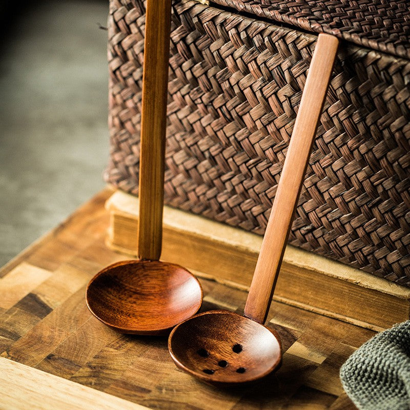 2Pcs Wooden Spoon Kids Rice Dessert Spoon Small Wood Coffee Teaspoon Long Ramen Soup Spoons Japanese Cutlery Kitchen Tableware