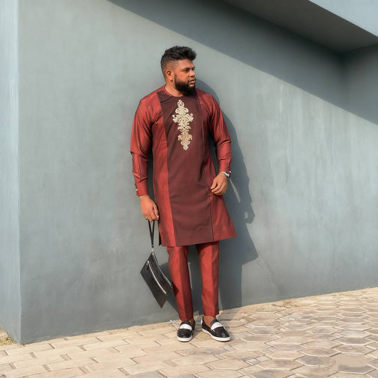 2025 African Traditional Men's Suit Luxury Casual Loose Two Piece Set Holiday Wedding Kaftan Fashionable Ethnic Men's Clothing