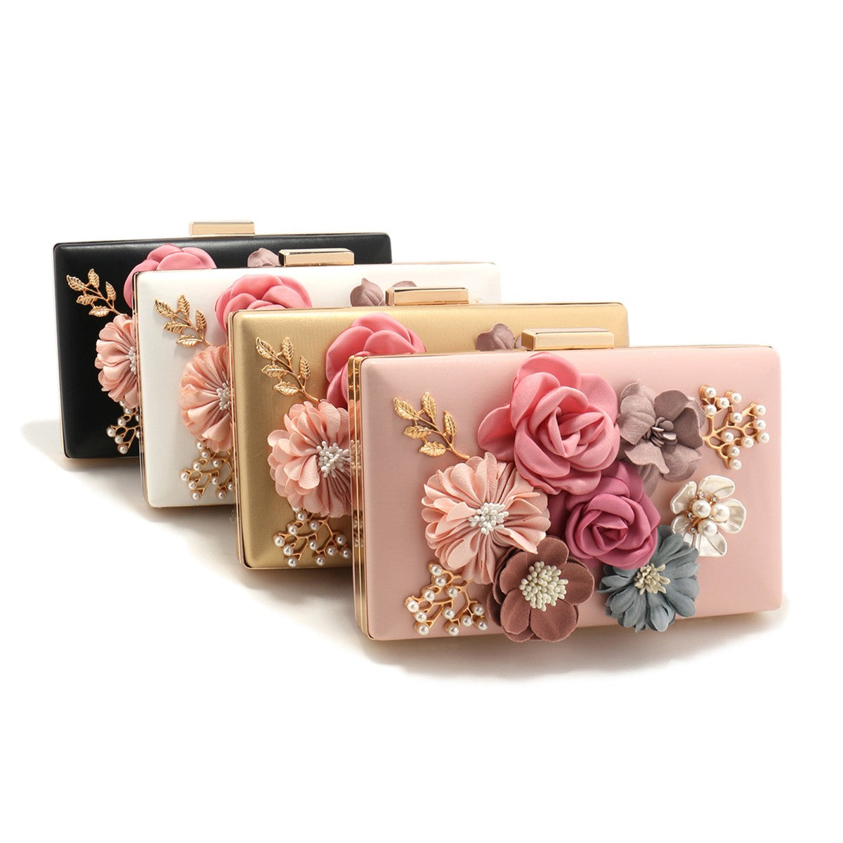 Pearl Clutch Bags Pink Color Girl Best Gift Evening Bags Flower Handmade Style Party Wedding Chian Shoulder Handbags For Luxury