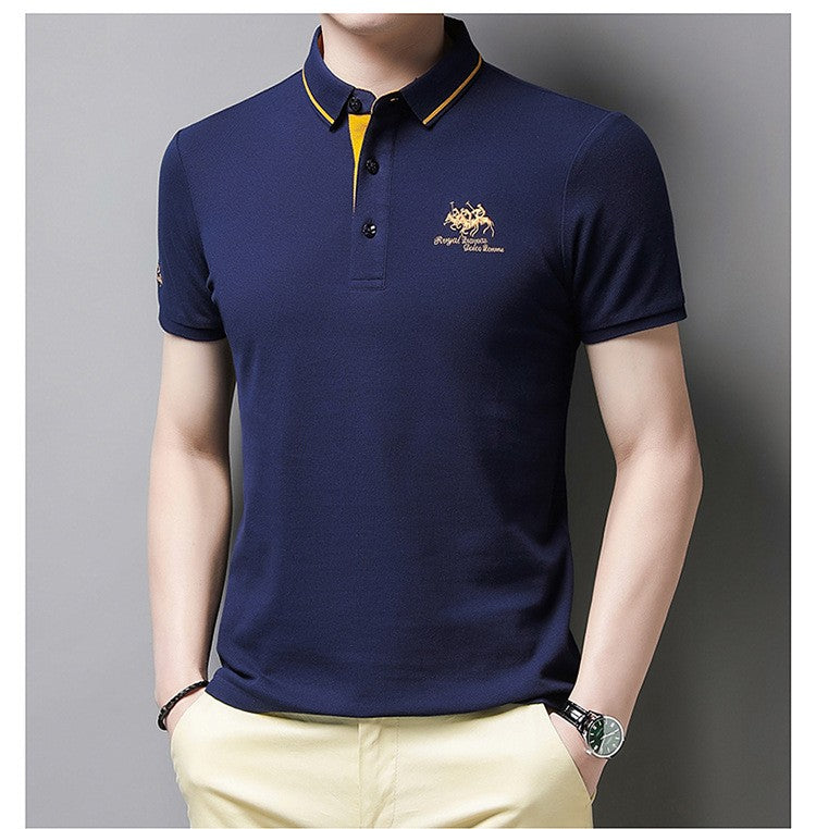 New Summer Embroidered Pure Cotton Men's Luxury Polo Shirt Top Casual Short Sleeved Fashionable Wrinkle Resistant Men's T-shirt