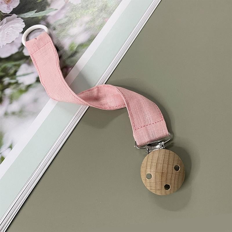 E06F Baby Cotton Pacifier Chain Wooden Clips BPA for Infant Newborn Shower Gift