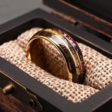 8MM Meteorite tungsten ring anillos bague homme de compromiso fashion jewelry Men's wedding bands Amethyst engagement rings gift