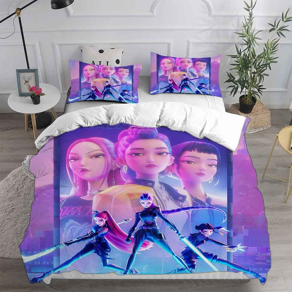 K-POP Bedding Set D-Demon H-Hunters 3D Printed Duvet Cover Set Soft Single Double Queen Size Bed For Birthday Gift For Girls