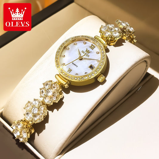OLEVS 5638 Women Watches Original Elegant Quartz Watch Waterproof Luminous Date Ladies Set Bracelet Watch Girls Gift Reloj Mujer