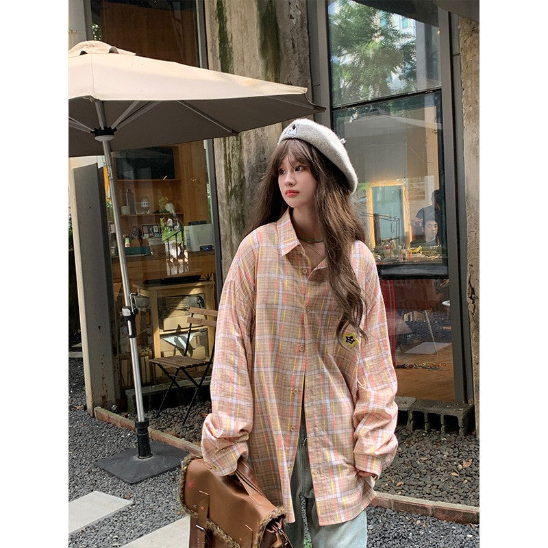 Ice Blue Plaid Long Sleeve Shirt Unisex Premium Cleanfit Denim Fabric V-neck Open Cardigan Style Holiday Vibes Short Length