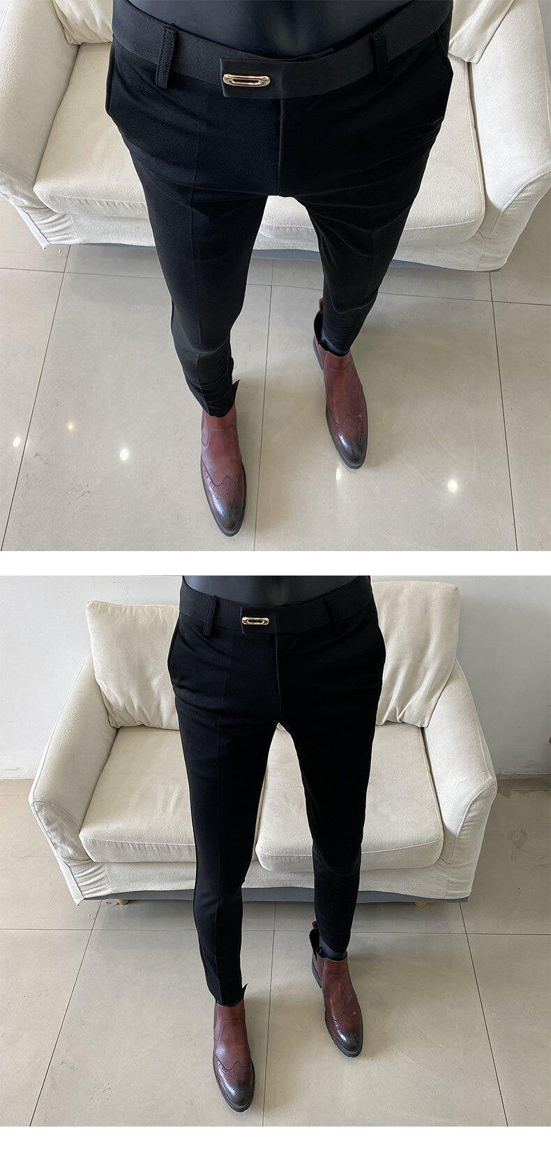 Men Suit Pant 2025 Autumn Solid Elastic Waist Dress Pants Calça Masculina Men Slim Business Office Social Ankle Length Trousers