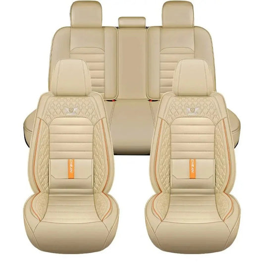 5 Seat Full Set Breathable Napa Leather Car Seat Cover - Luxury Fitted, Ergonomic Design With Fixed Lumbar Support