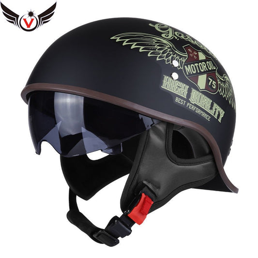V Half-helmet for Harley Motorcycle Cocked Helmet Retro Helmet Lightweight Four Seasons Unisex Helmet Motorcycle Accessories