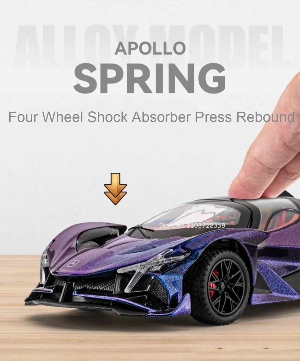 1:24 Apollo EVO Miniatura Carro Esportivo de Brinquedo Liga Fundido Som Luz Portas Abertas Fricção Supercarro Presentes para Crianças