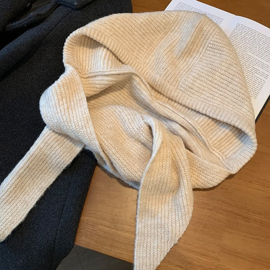 Knitted Winter Balaclava One-piece Thickened Scarf Cap Winter Accessories Hooded Hat Neck Protection Scarf Cold Weather New