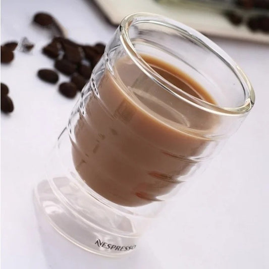 Xícara de Espresso Copo Térmico de Vidro para Chá Leite Bebidas Caneca de Vidro Sopro Artesanal com Parede Dupla Canecas para Whey Protein e Nespresso